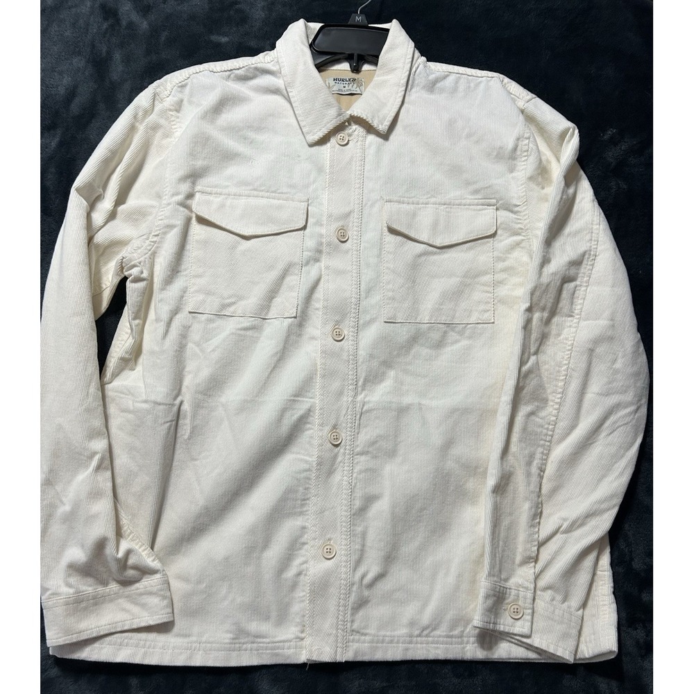 NWT Hurley Lido Corduroy Long Sleeve Overshirt Men's Medium Barely Bone (E2)